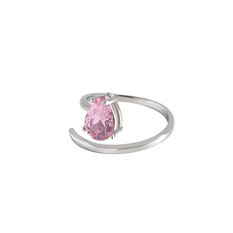 Simple Surround Pink Zircon Handmade Silver Ring-BlingRunway