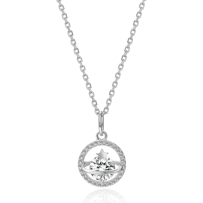 Planet Pendant S925 Sterling Silver Necklace-BilngRunway