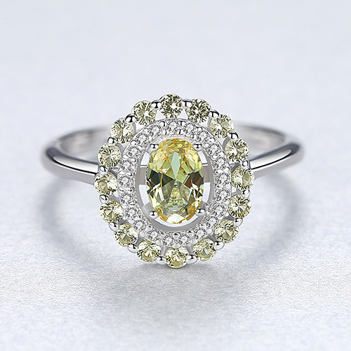 Handmade Silver Ring with Olive Emeralds-BlingRunway