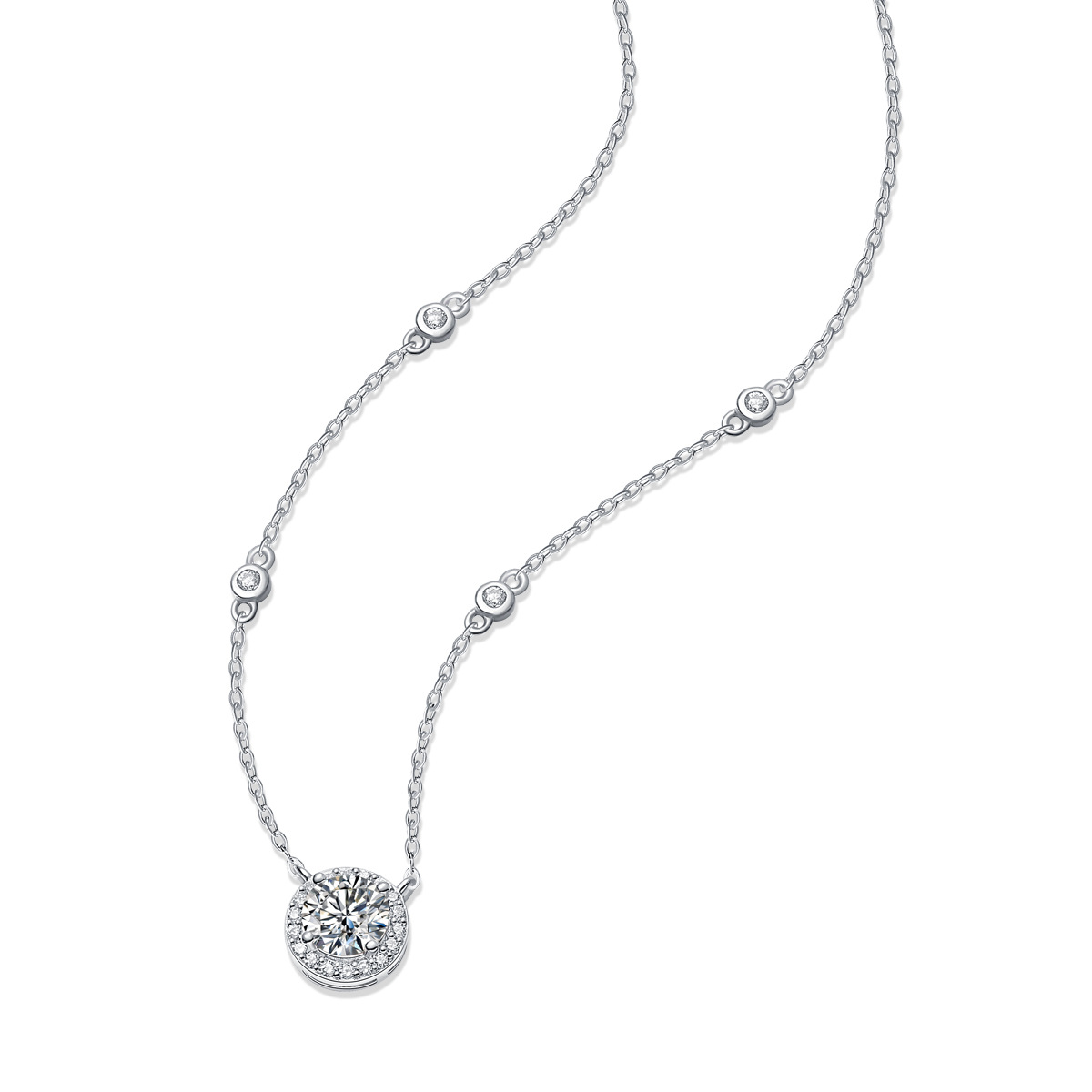 Classic Round Pendant S925 Sterling Silver Necklace-BilngRunway