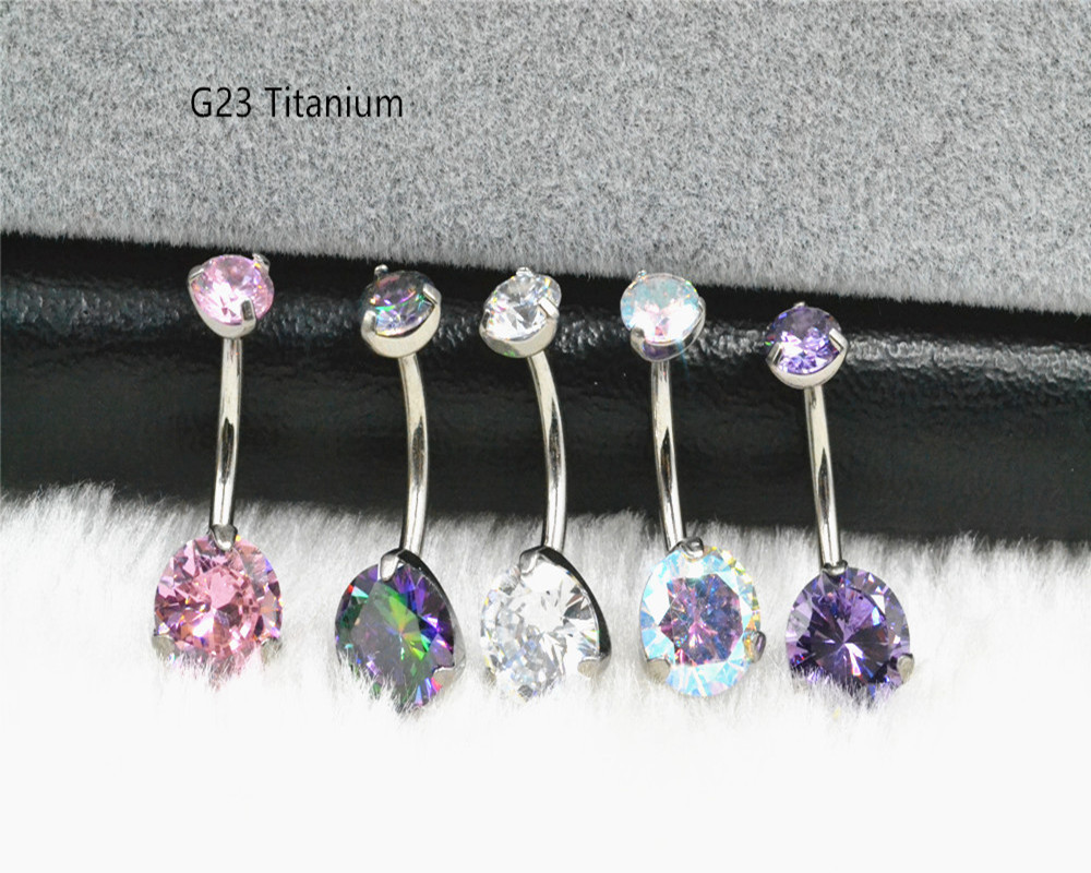 Pure Titanium G23 Zircon Surgical Steel Belly Button Rings
