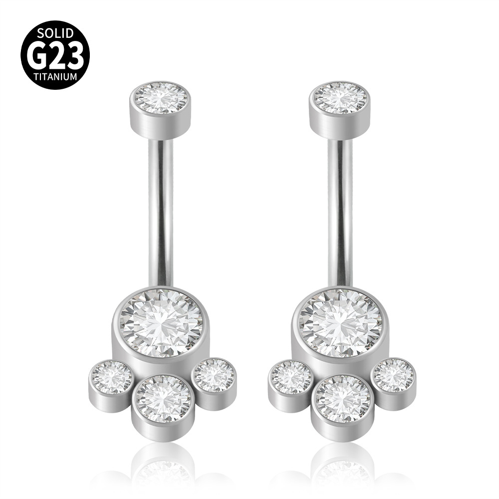 New G23 Titanium Opal Surgical Steel Belly Button Rings