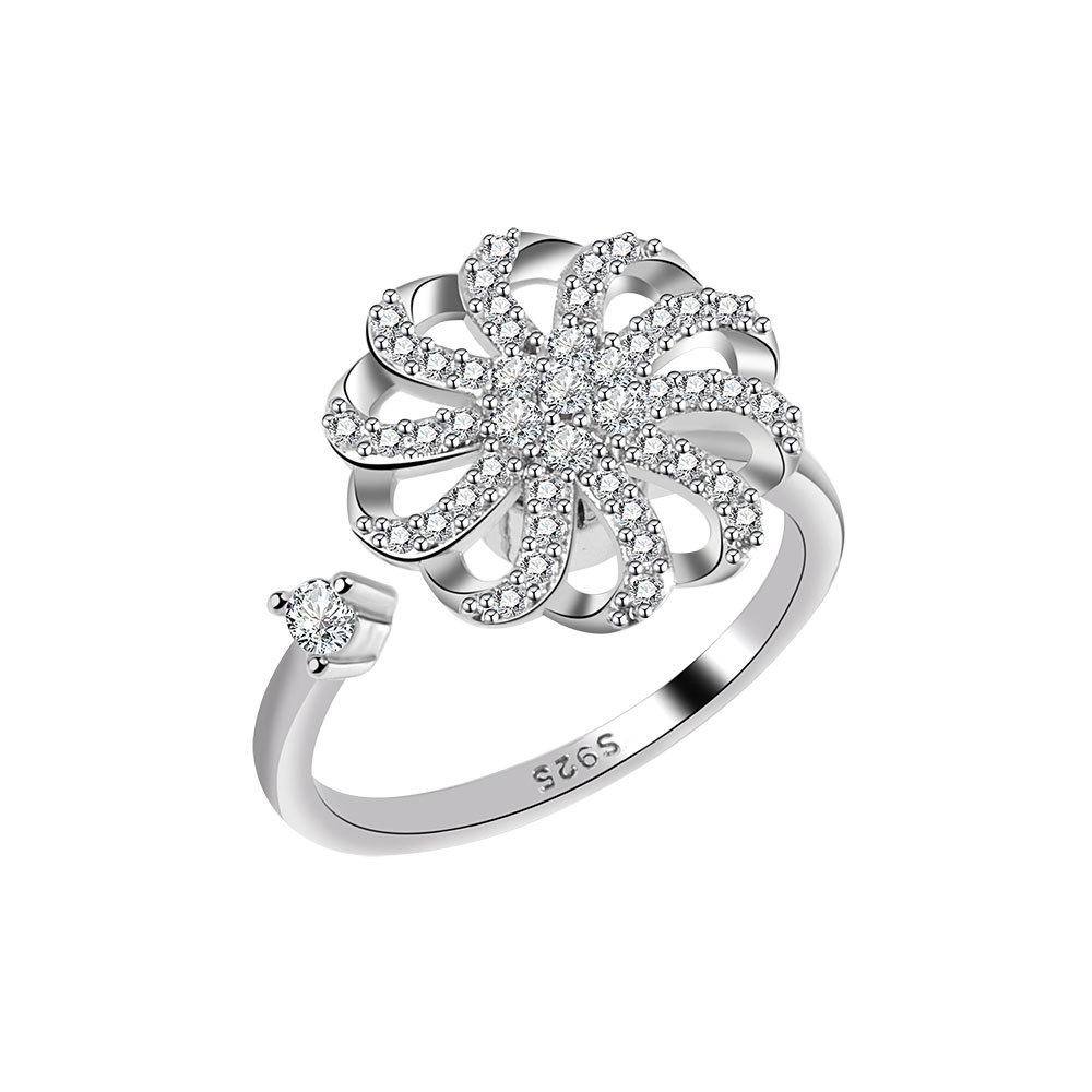 Tiktok Jewelry Spinning Pinwheel Handmade Silver Ring-BlingRunway