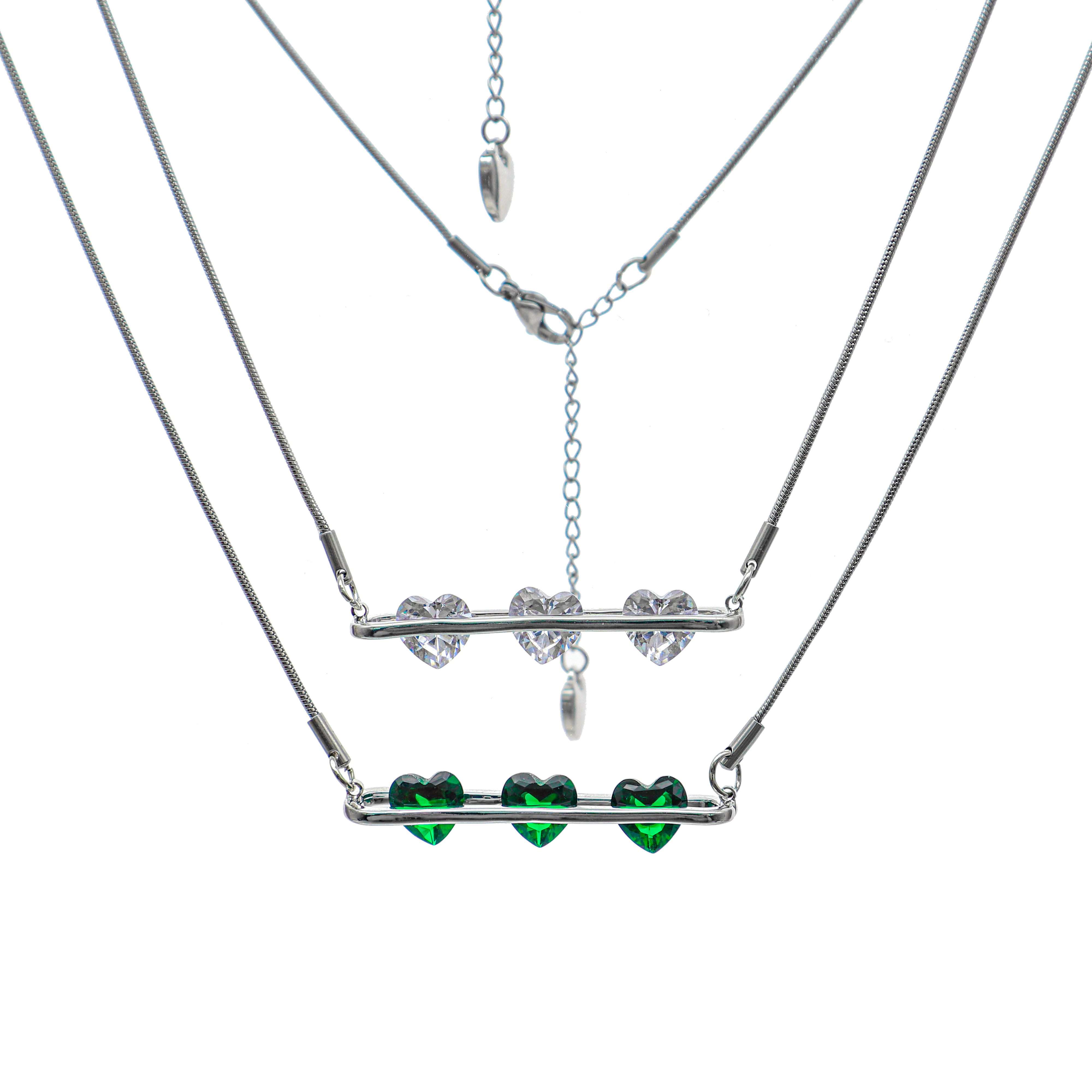 Bling Runway 2021 new emerald green heart zircon storage pendant necklace-BilngRunway