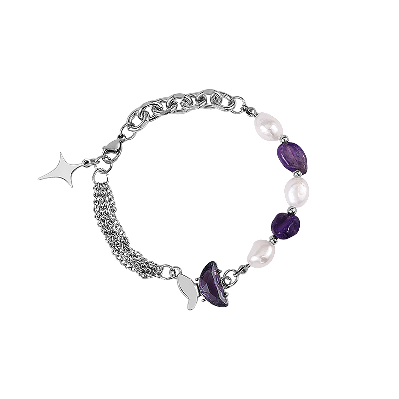 Bling Runway Butterfly series design purple pearl butterfly stitching bracelet-BlingRunway