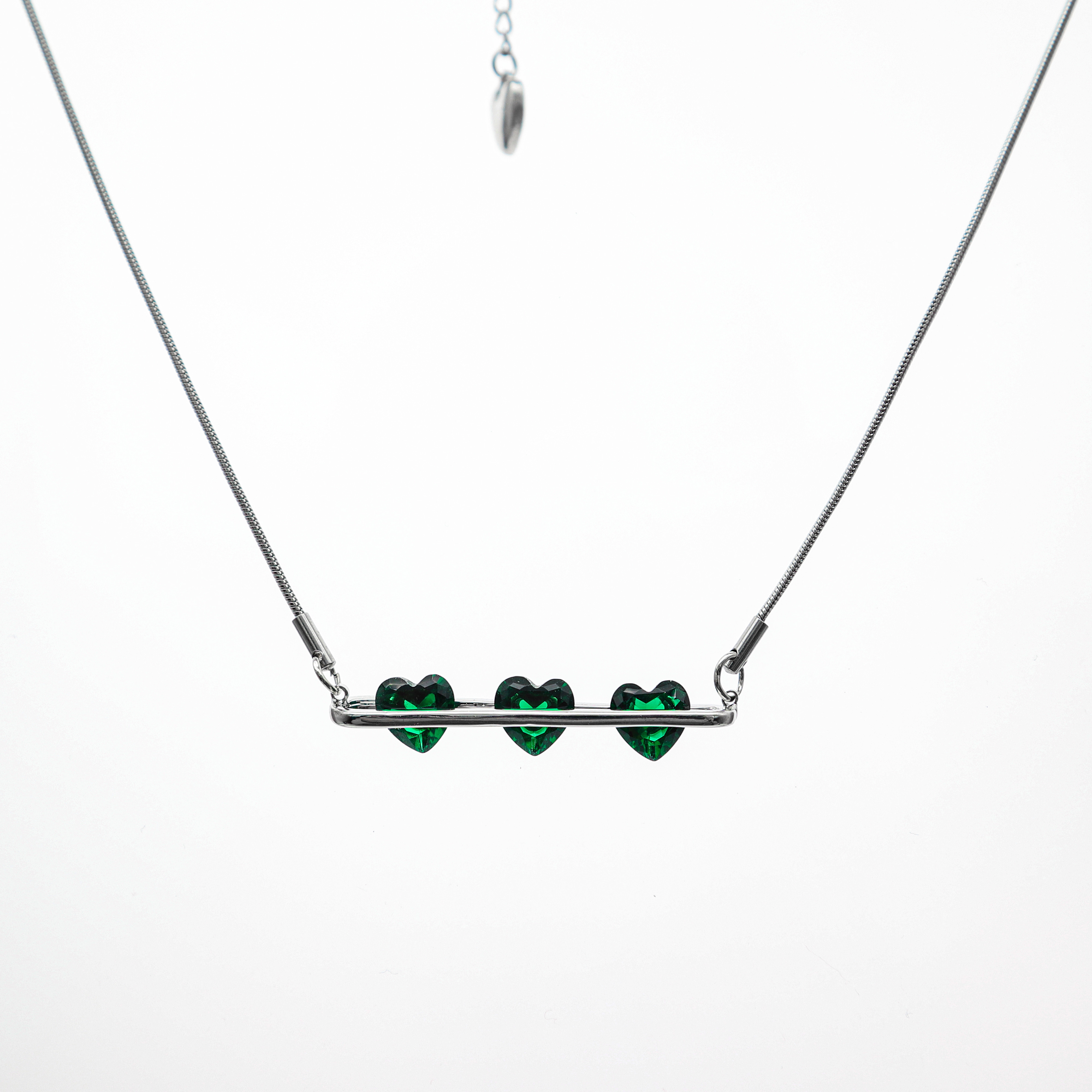 Bling Runway 2021 new emerald green heart zircon storage pendant necklace-BlingRunway