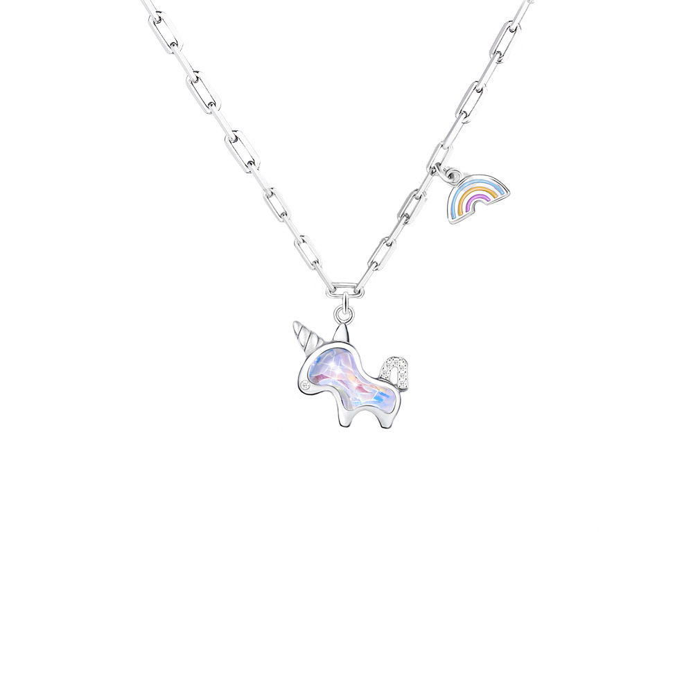 Aurora series unicorn s925 silver necklace