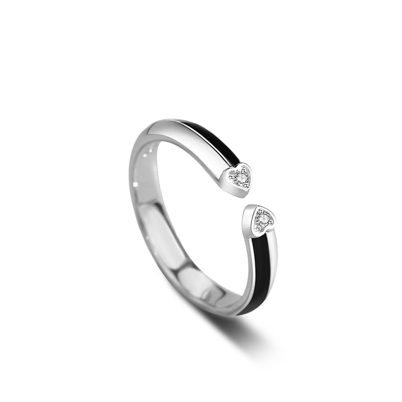Simple Heart S925 Sterling Silver Couple Ring-BlingRunway
