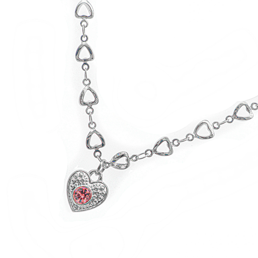 Bling Runway Pink Zircon Heart Chain Necklace-BilngRunway