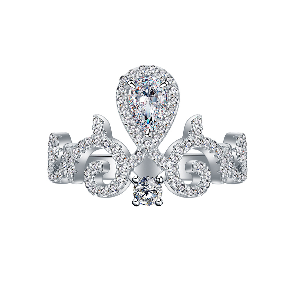 Full Diamond Crown Handmade Series S925 Silver Ring