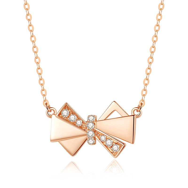 Classic Lovely Bow Knot 18K Gold Handmade Collection Necklace