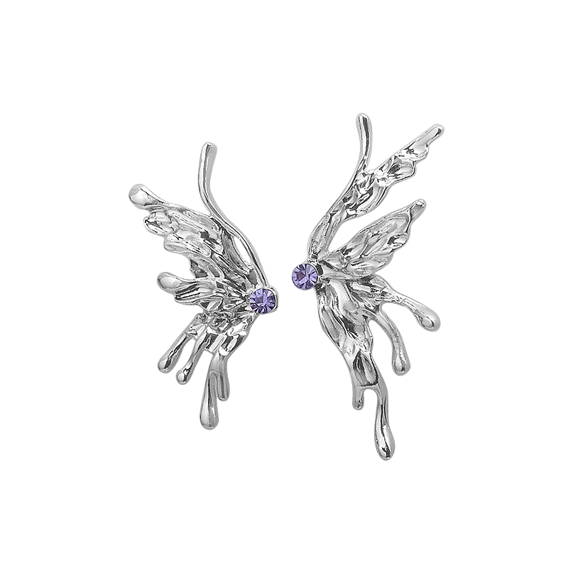 Bling Runway Niche design purple Zircon butterfly earrings-BlingRunway