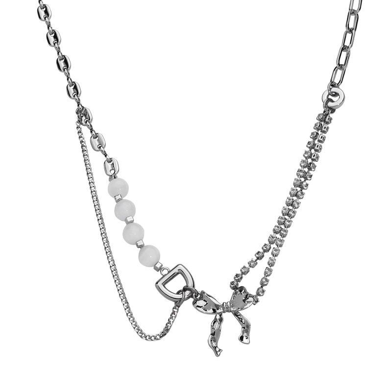 Asymmetric Fringe Opal Butterfly Necklace-BilngRunway