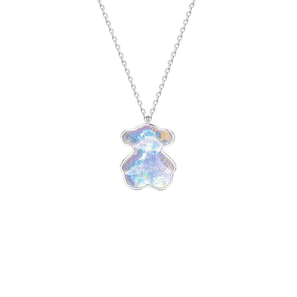 Aurora series bear couple 925 sterling silver necklace-BlingRunway