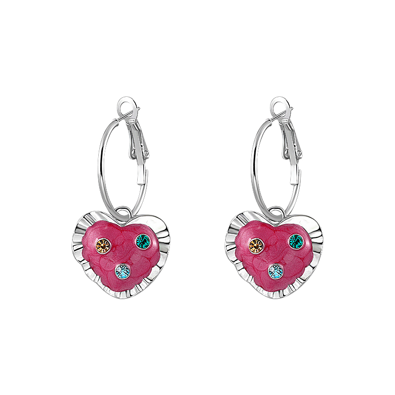 Bling Runway Passionate pink heart zircon earrings