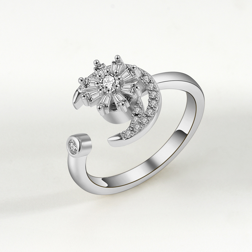 Tiktok Jewelry Turning Crescent Handmade Silver Ring-BlingRunway