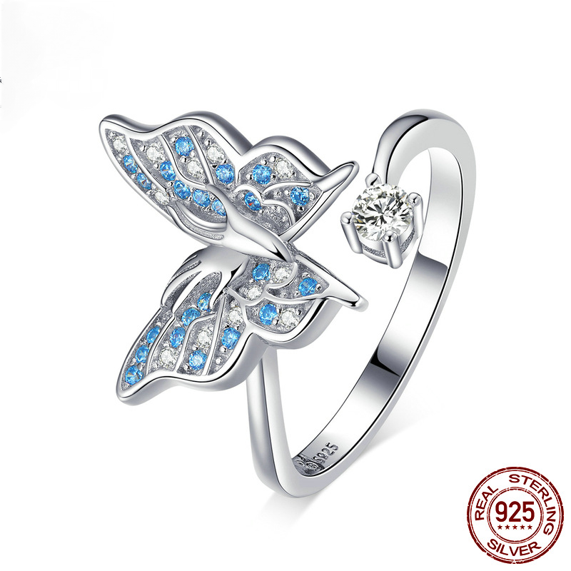 Blue Butterfly S925 Silver Ring-BilngRunway