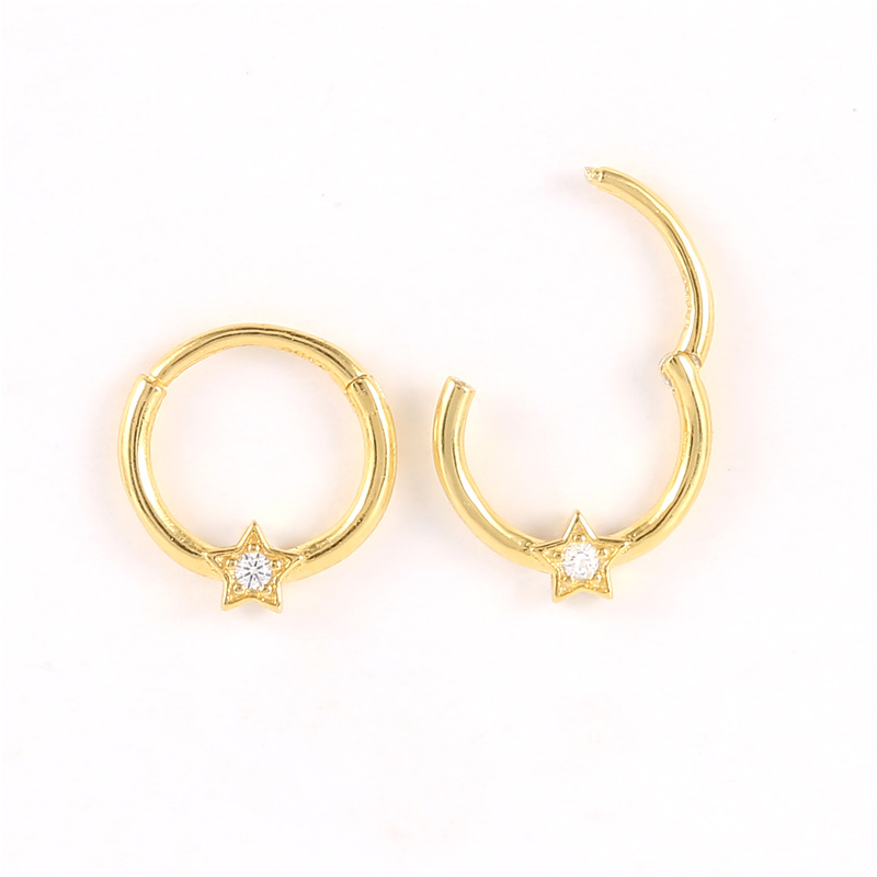 Gold-plated sterling silver nose ring with star and Zircon-BilngRunway
