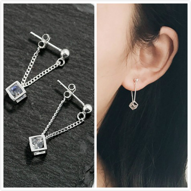 Bling Runway square geometric earrings zircon earrings fashion jewelry-BlingRunway