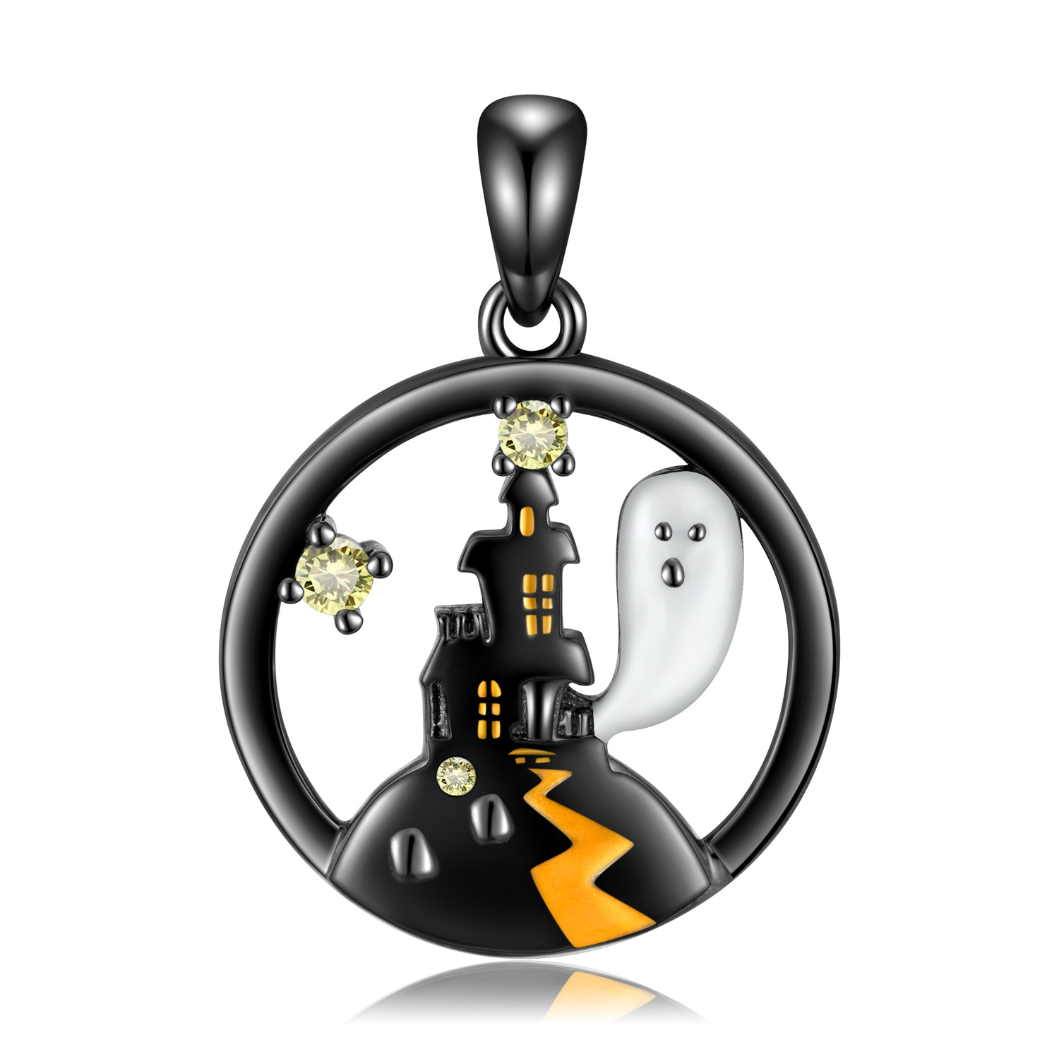 Halloween Series Ghost Castle S925 Sterling Silver Necklace