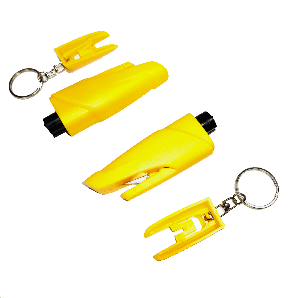 2-in-1 Car Emergency Escape Tool Glass Breaker Seatbelt Cutter with Keychain Pack of 2