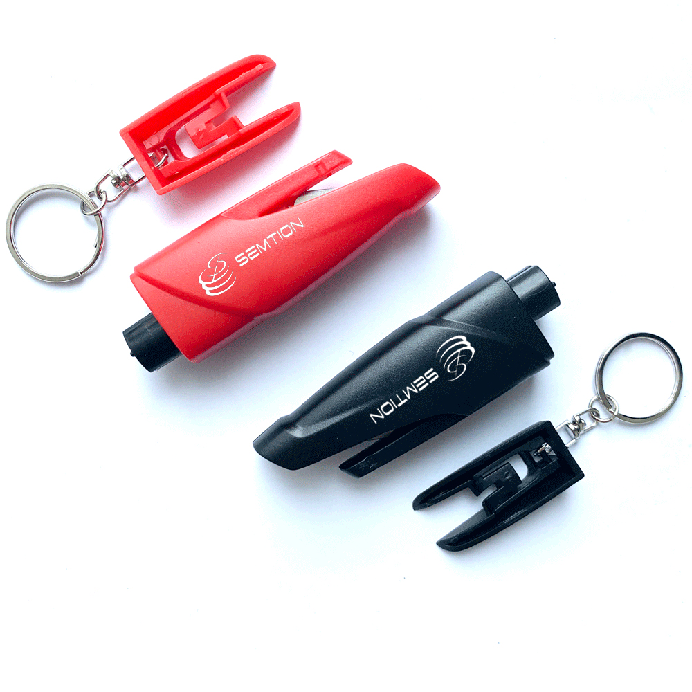 2-in-1 Car Emergency Escape Tool Glass Breaker Seatbelt Cutter with Keychain Pack of 2