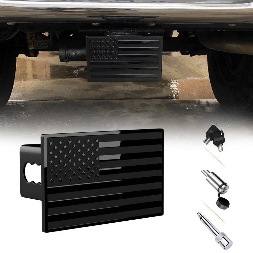 US Flag Trailer Hitch Cover with Locking Hitch Pin for SUVs Trucks