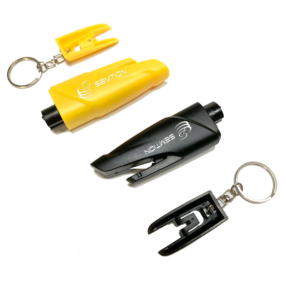 2-in-1 Car Emergency Escape Tool Glass Breaker Seatbelt Cutter with Keychain Pack of 2