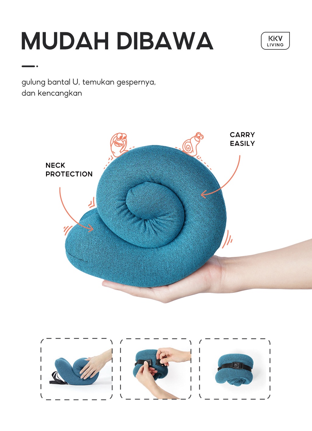 现货-KKV SLADKO 护颈枕U型枕旅行枕记忆枕 On Sale-KKV-SLADKO Snail Neck Pillow Bantal  Travel Friendly Memory Travel U-shaped Pillow