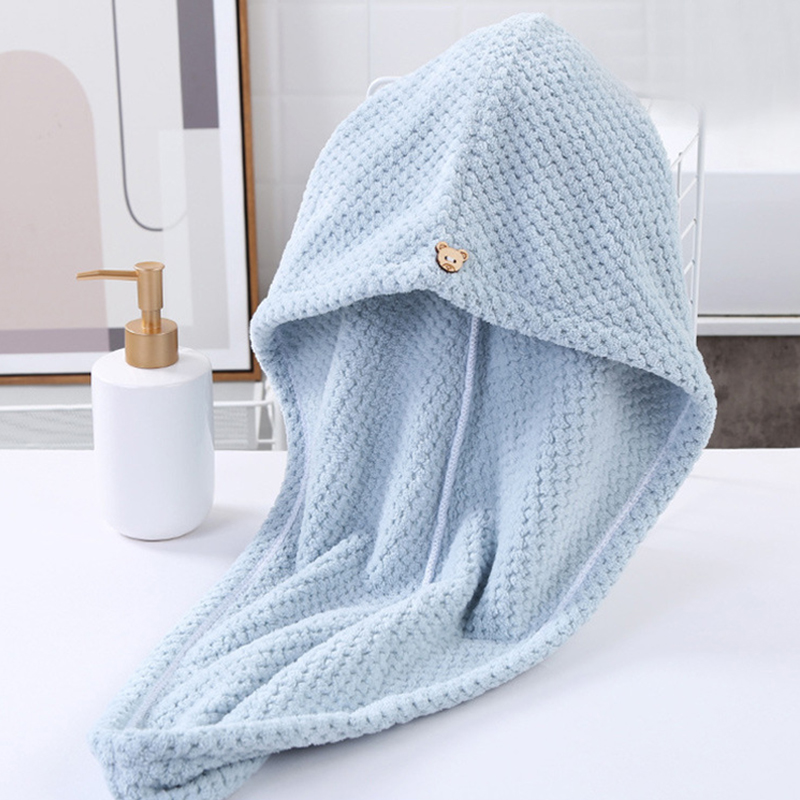 Coral Velvet Dry Hair Cap, Drying Towel