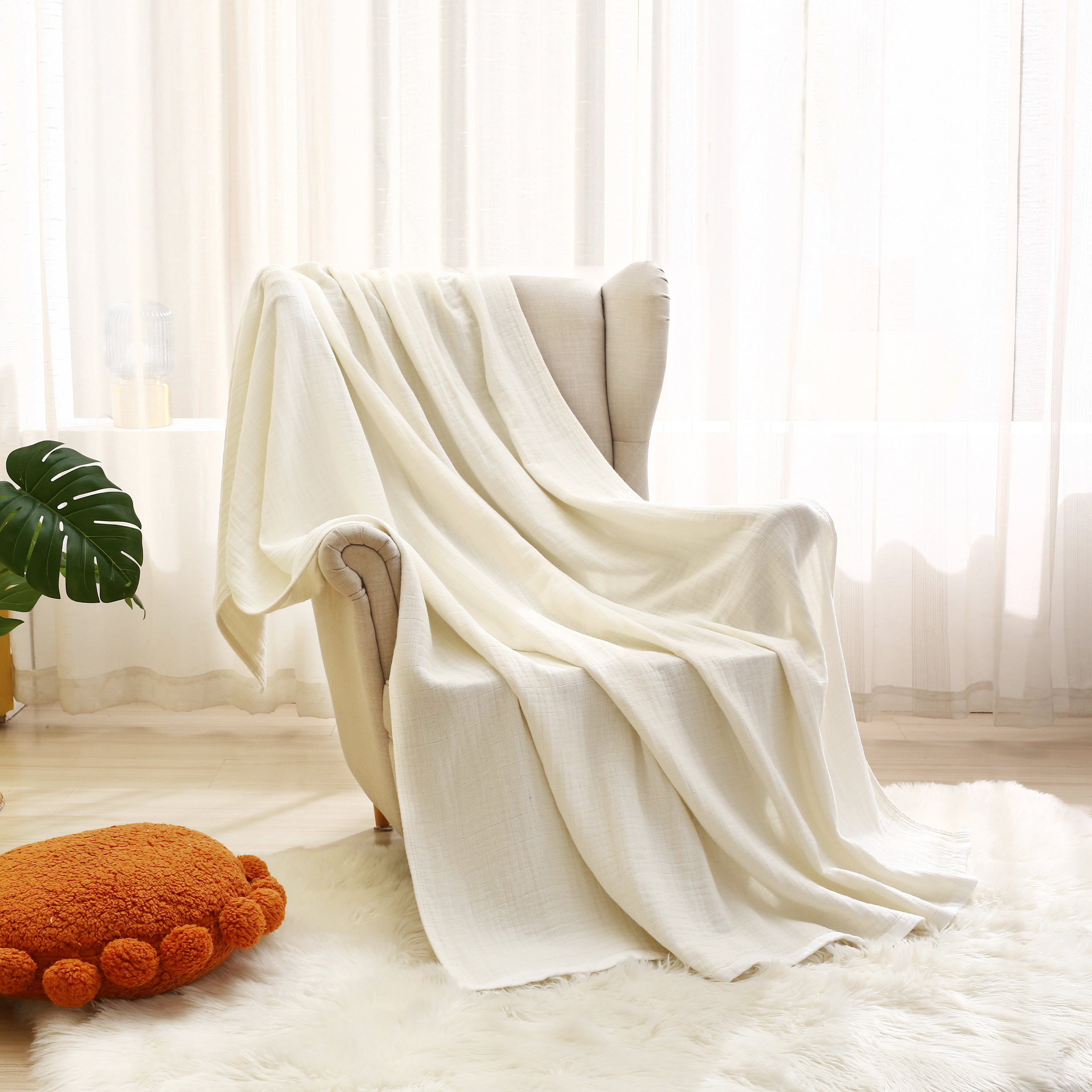 Cozy Woven Cotton Throw Blanket -3 Layers