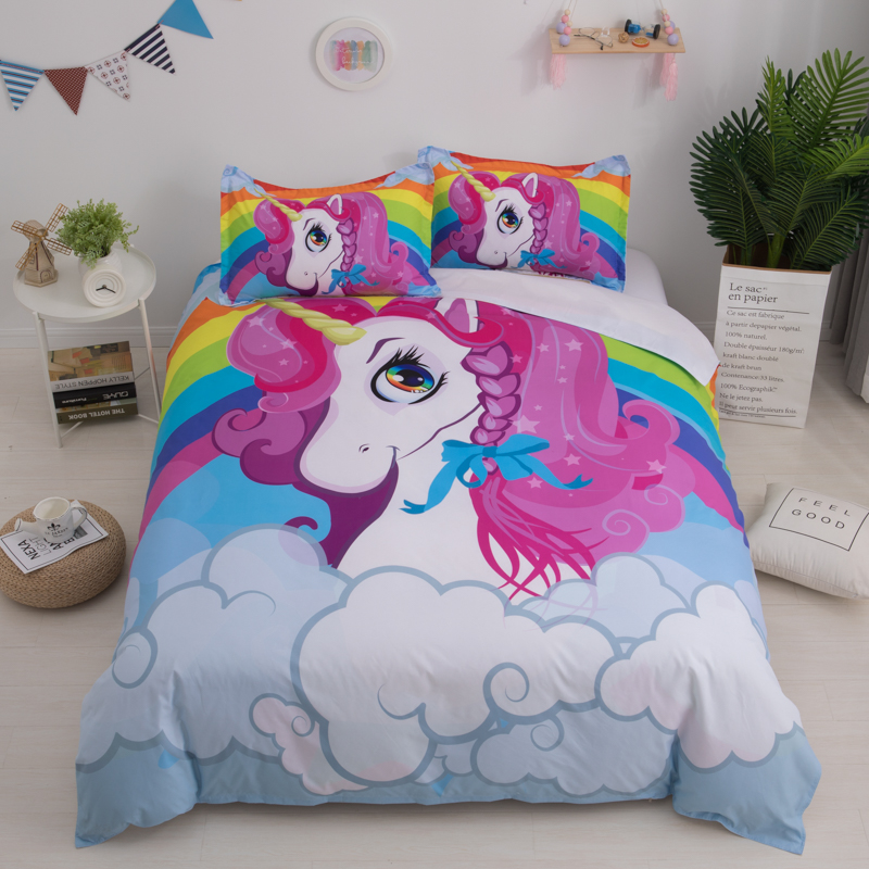 Cartoon Unicorn Bedding Sheet Set 