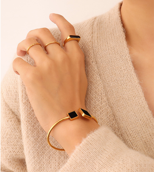 Geometric Springy Cord Cuff Bracelet