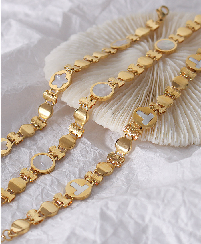 Bowknot Chain Splicing White Seashell Bracelet