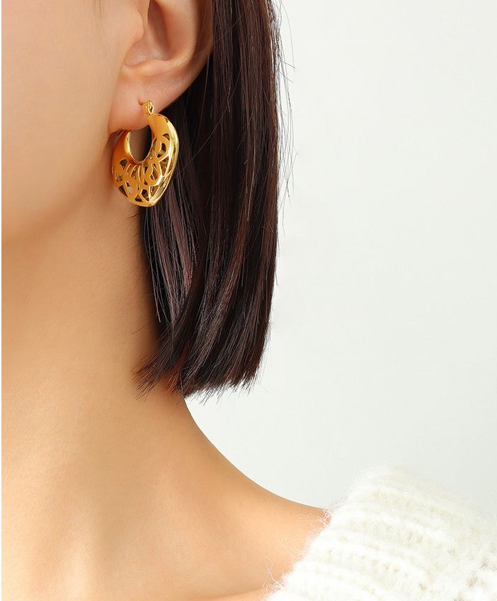 Vintage Style Hollow Heart Shape Hoops