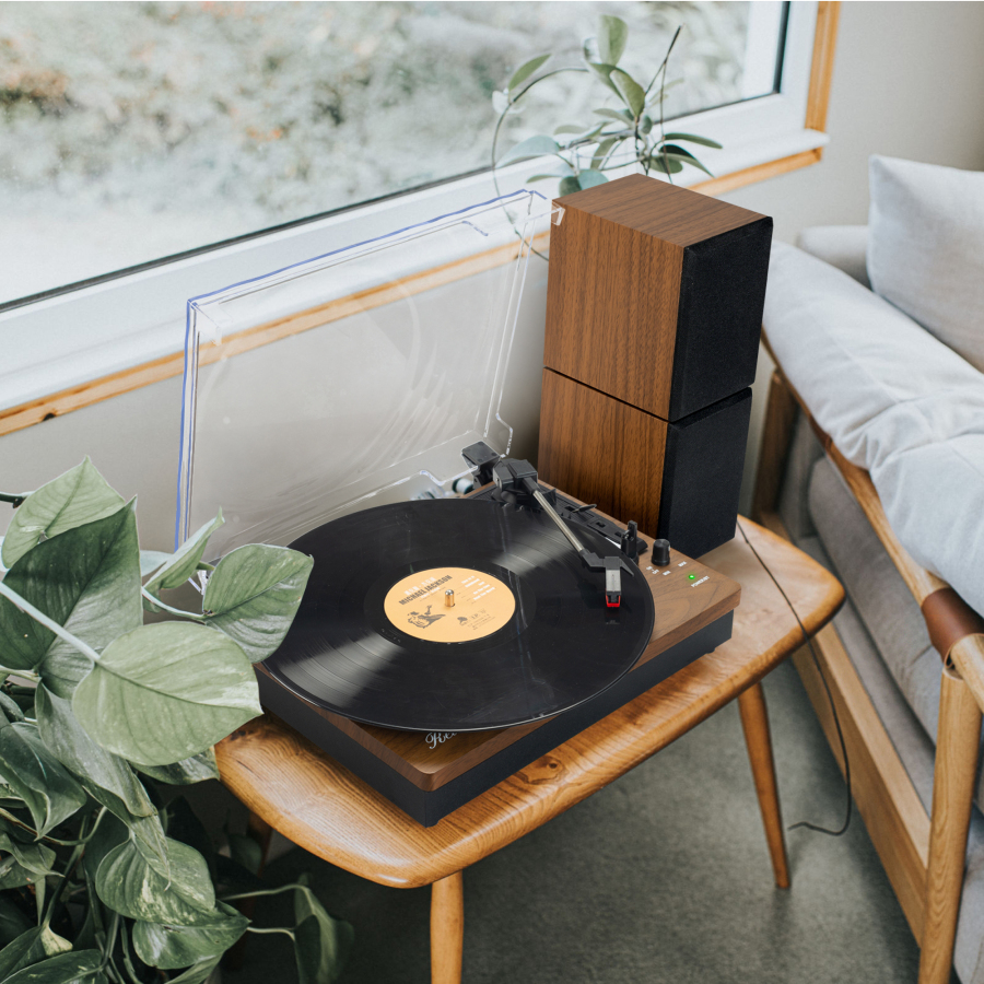 Turntable With Dual Speakers