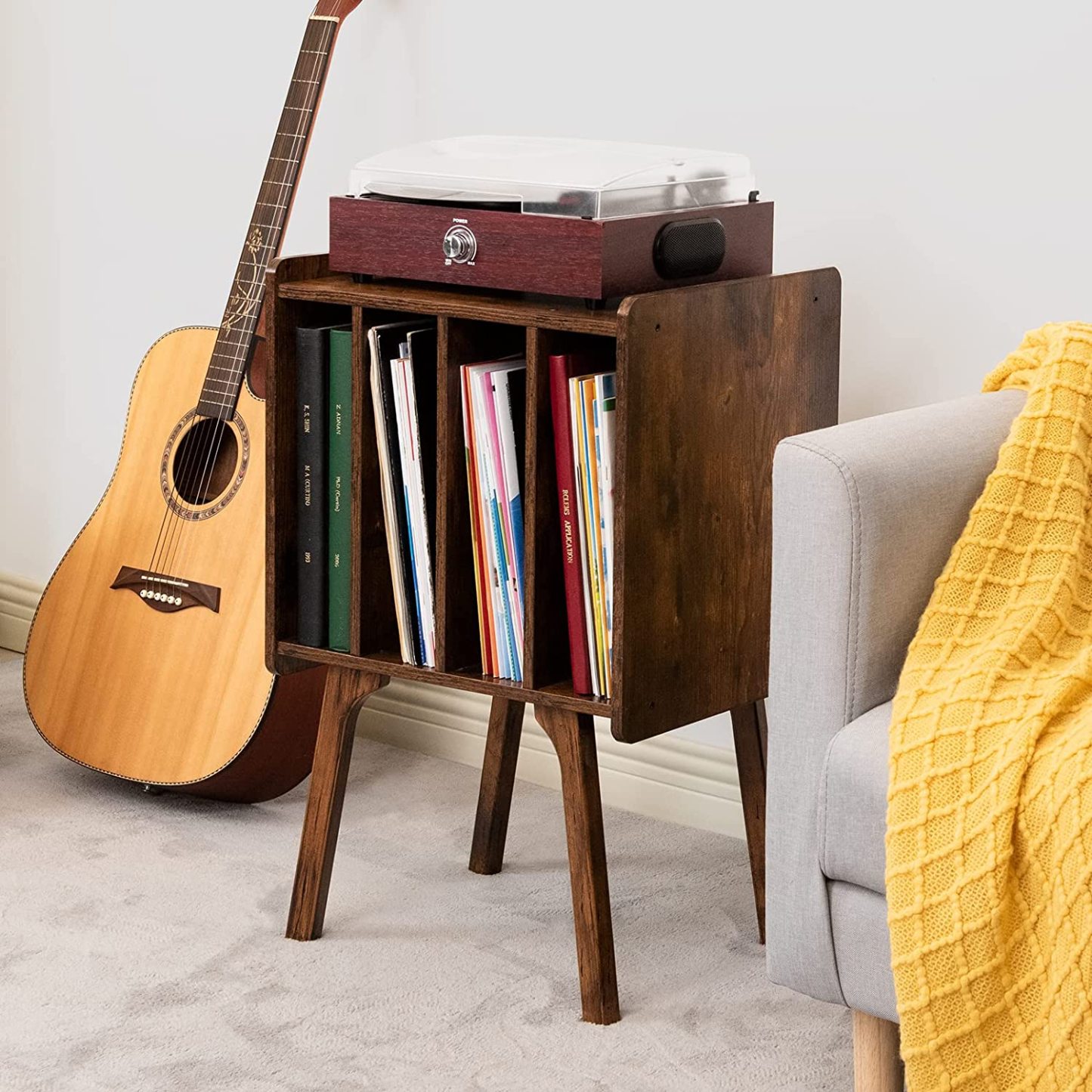 Vinyl Record Storage Table with Cabinet