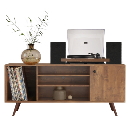 Record Player Stand With Vinyl Record Storage