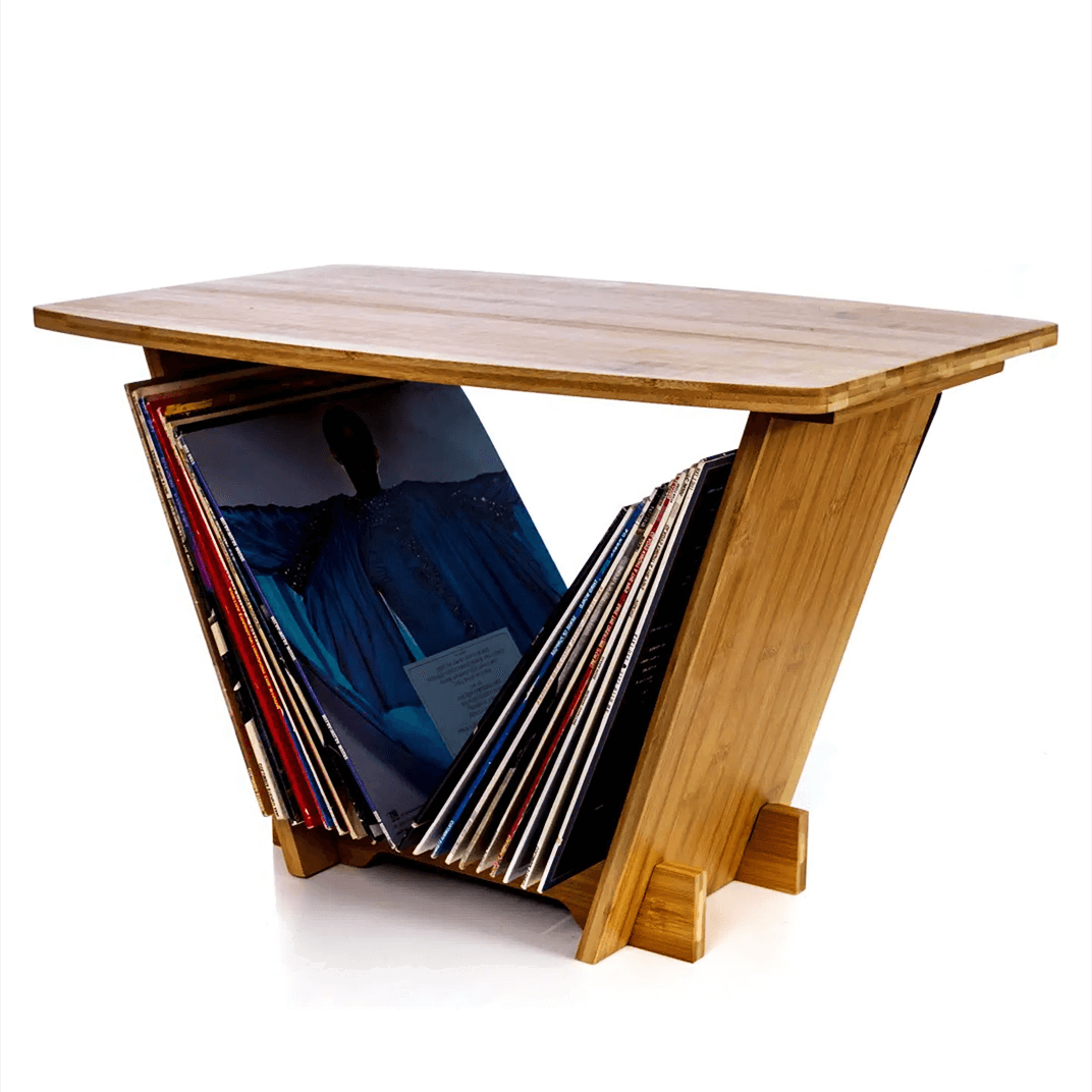 Record Player Stand with Vinyl Organizer