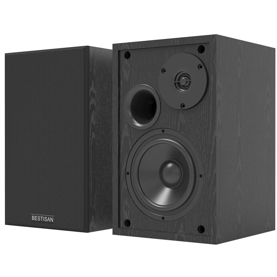 Bookshelf Speakers with Bluetooth 5.0 and Bass Adjustable