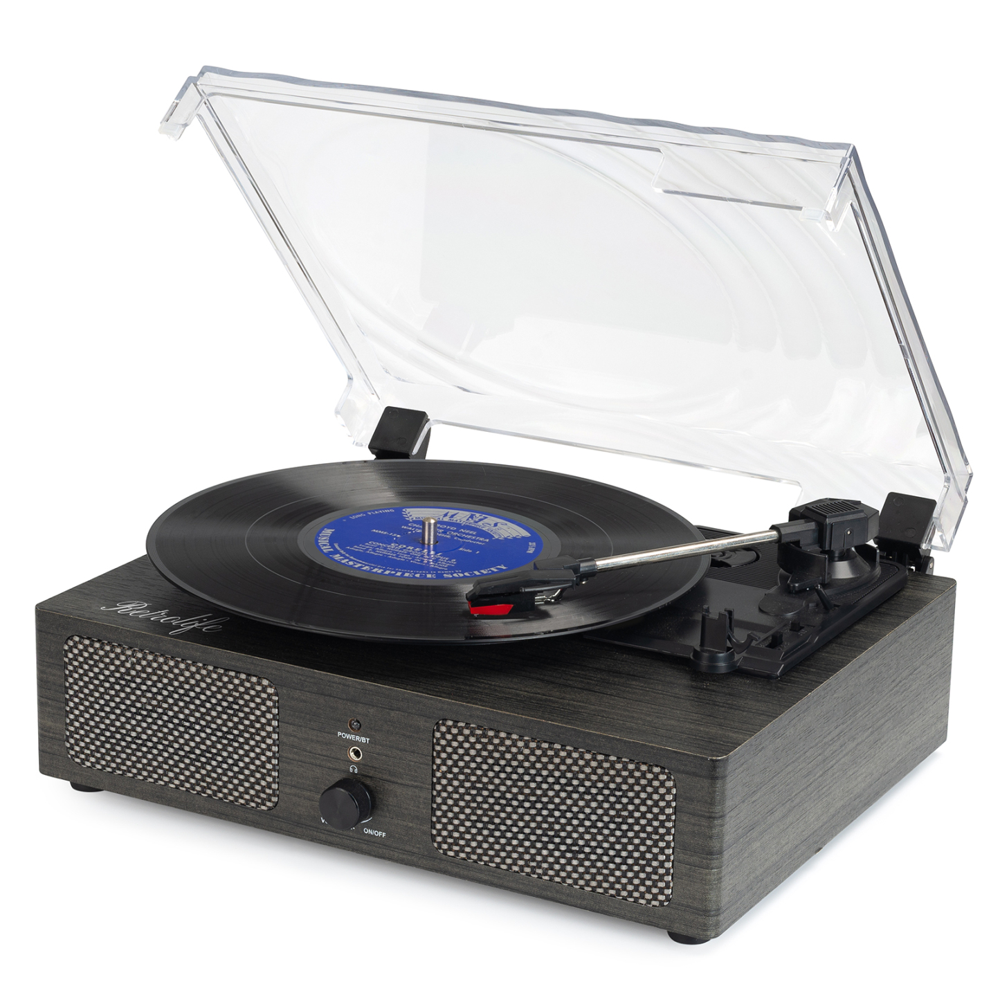 Record Player with Speaker in Vintage Wood Design UD001