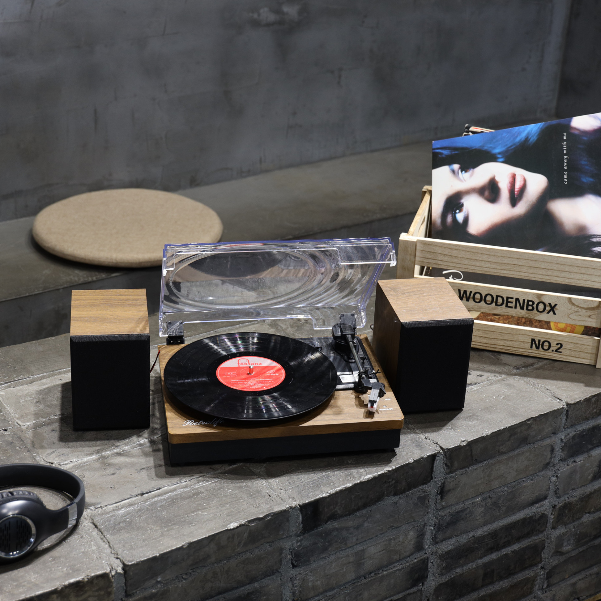 Stereo System Vinyl Record Players With Speakers R612