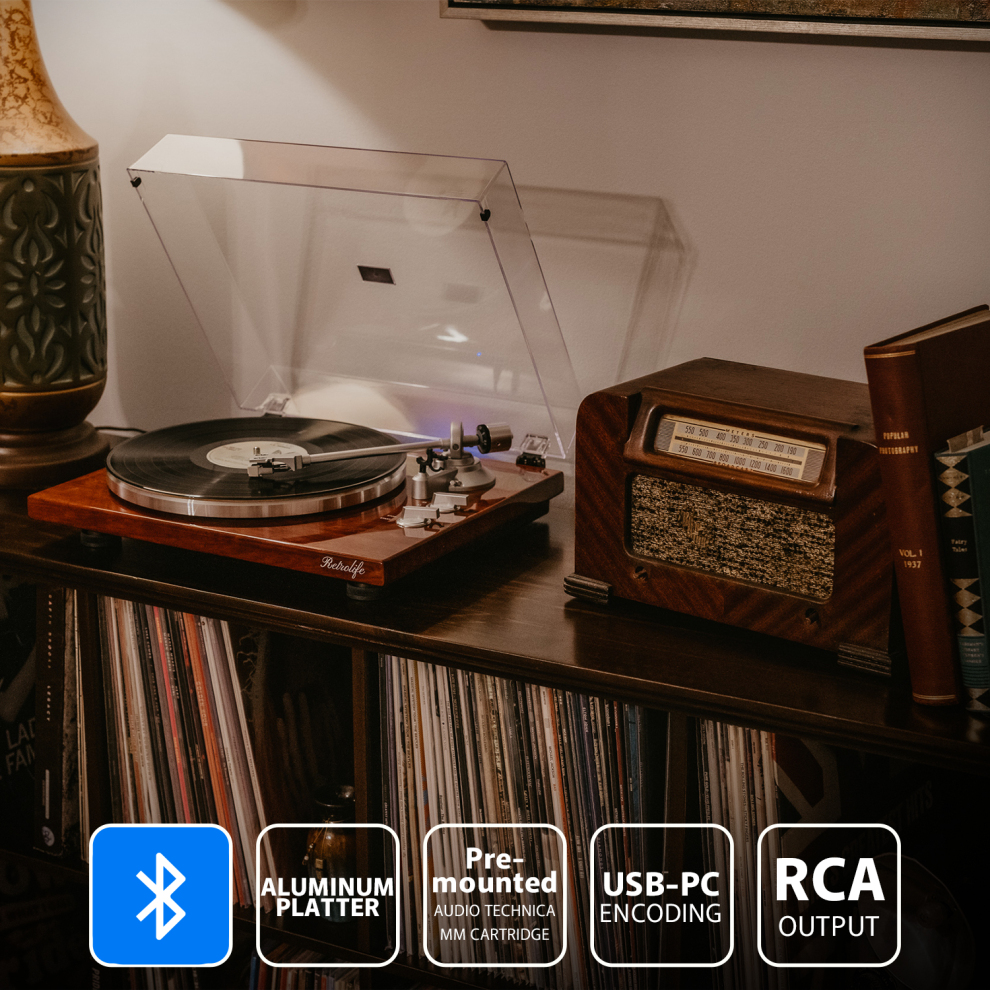 Retrolife Bluetooth Turntable with Moving Cartridge HQKZ006