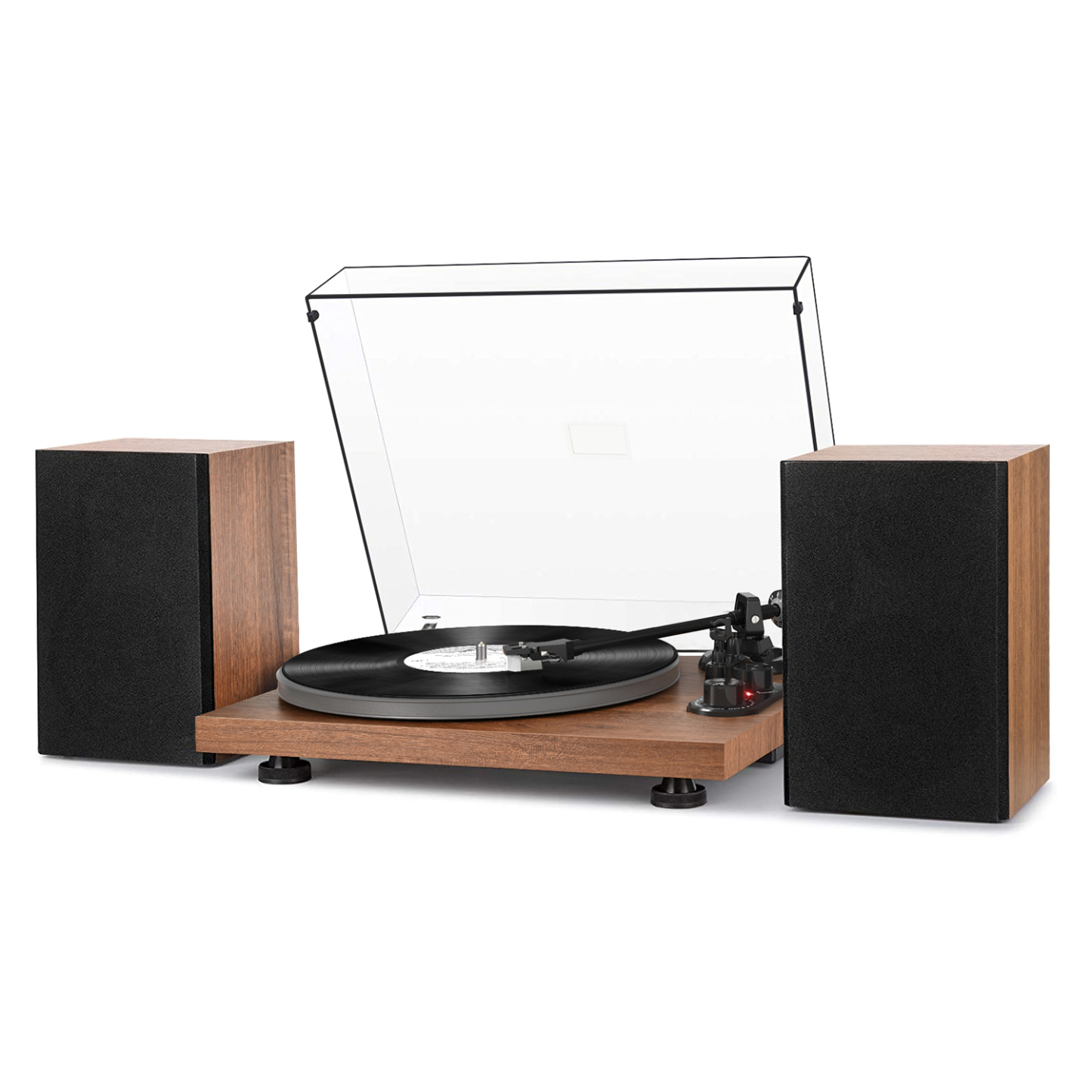 UD006 Dual Bluetooth Vinyl Record Player System with 40W Bookshelf Speakers