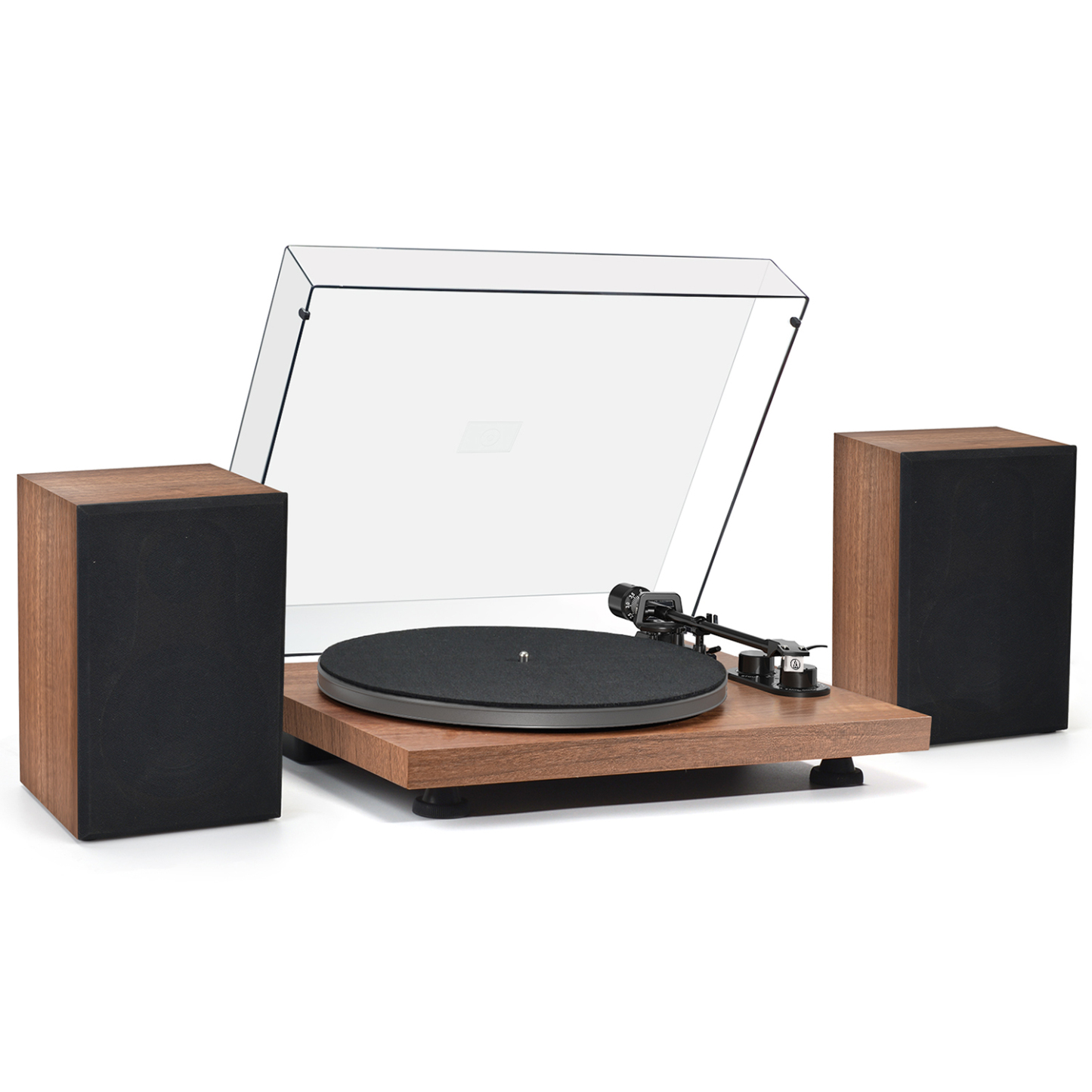 UD006 Dual Bluetooth Vinyl Record Player System with 40W Bookshelf Speakers
