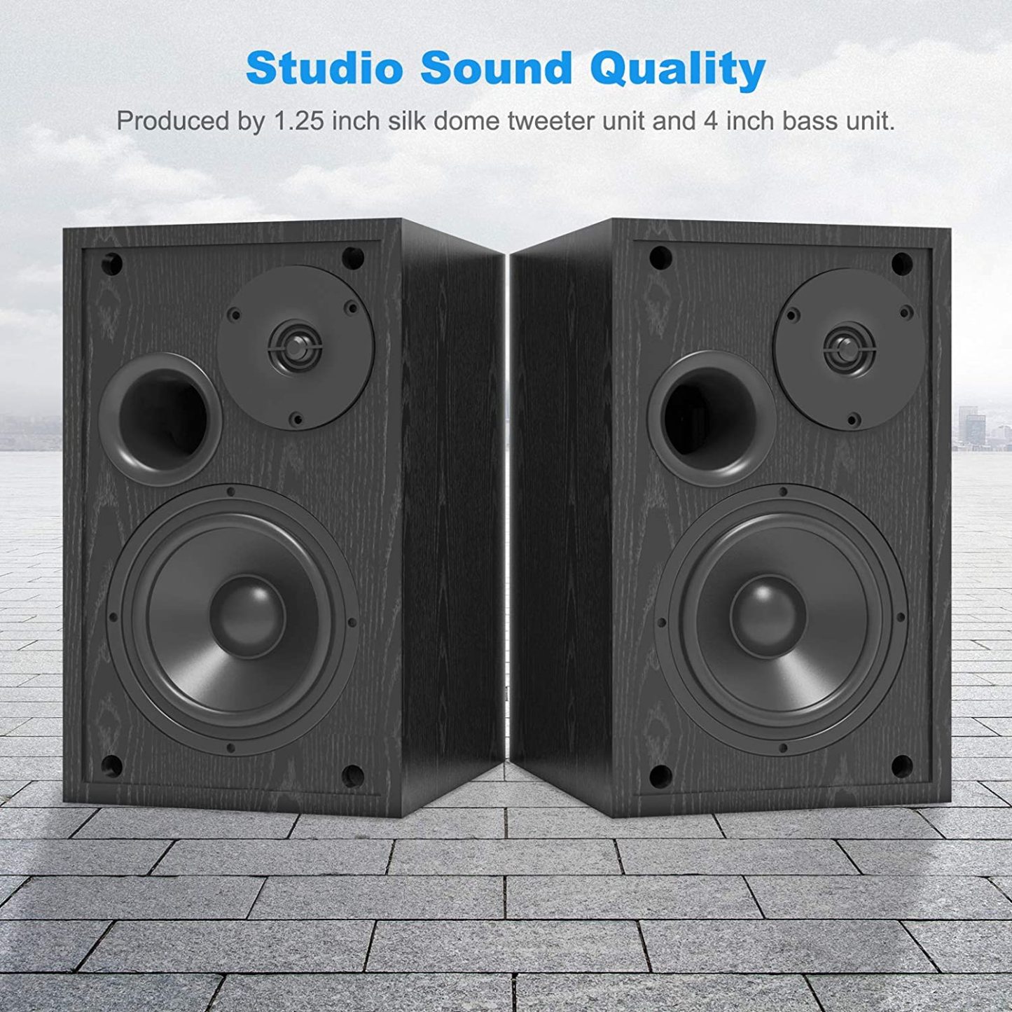 Bookshelf Speakers with Bluetooth 5.0 and Bass Adjustable
