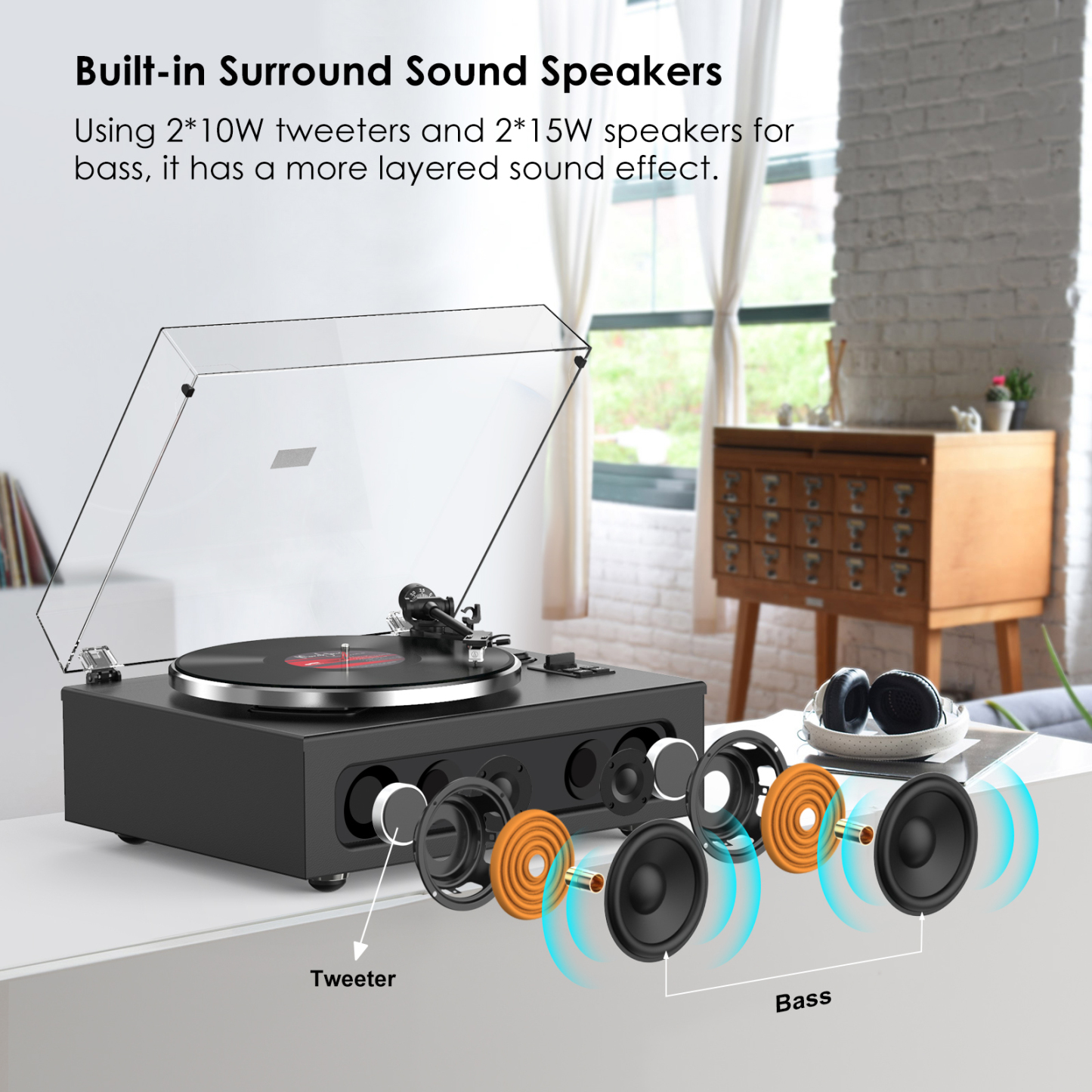 Upgraded All-in-One Record Player with High-Fidelity Sound