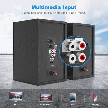 Bookshelf Speakers with Bluetooth 5.0 and Bass Adjustable