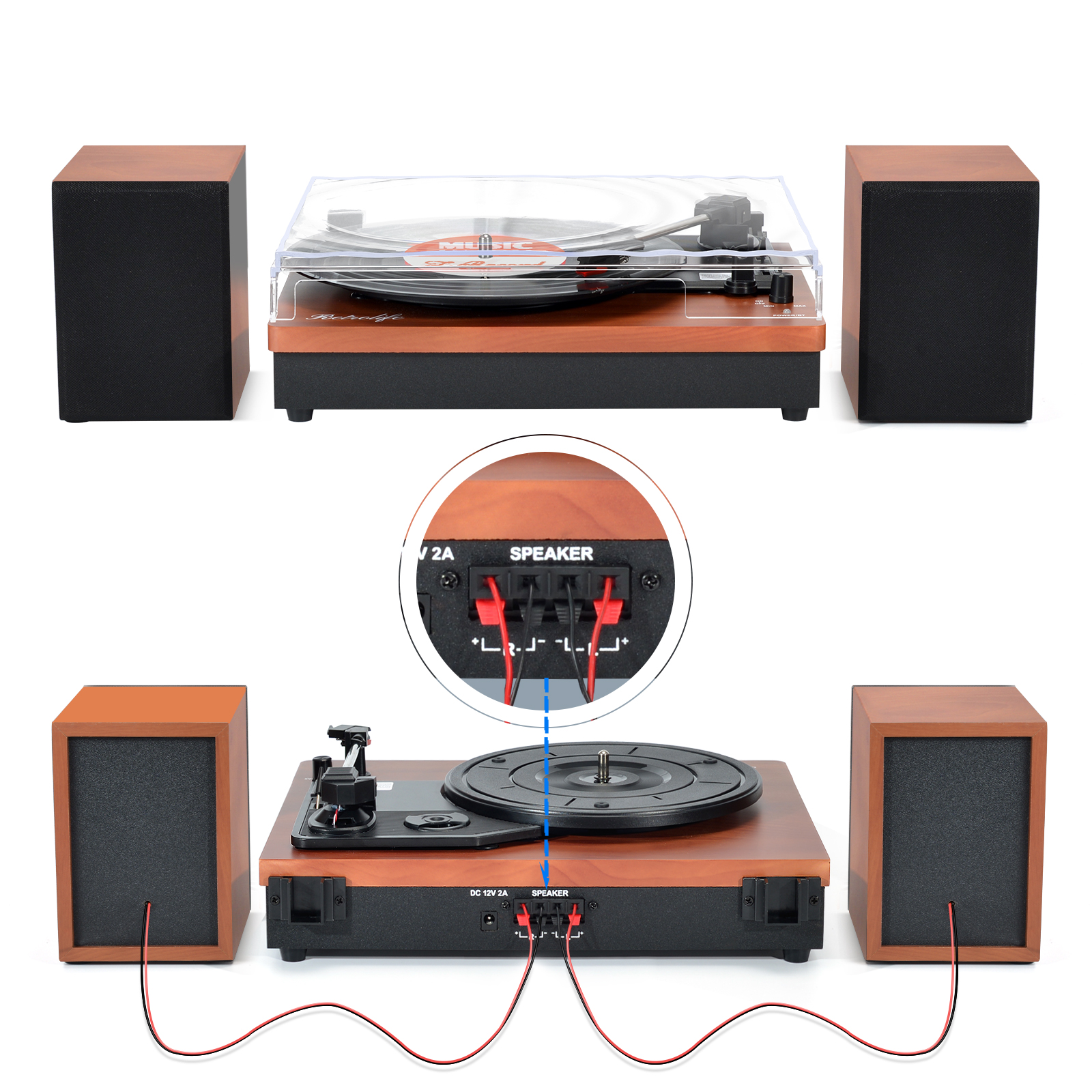 Stereo System Vinyl Record Players With Speakers R612 Retrolife