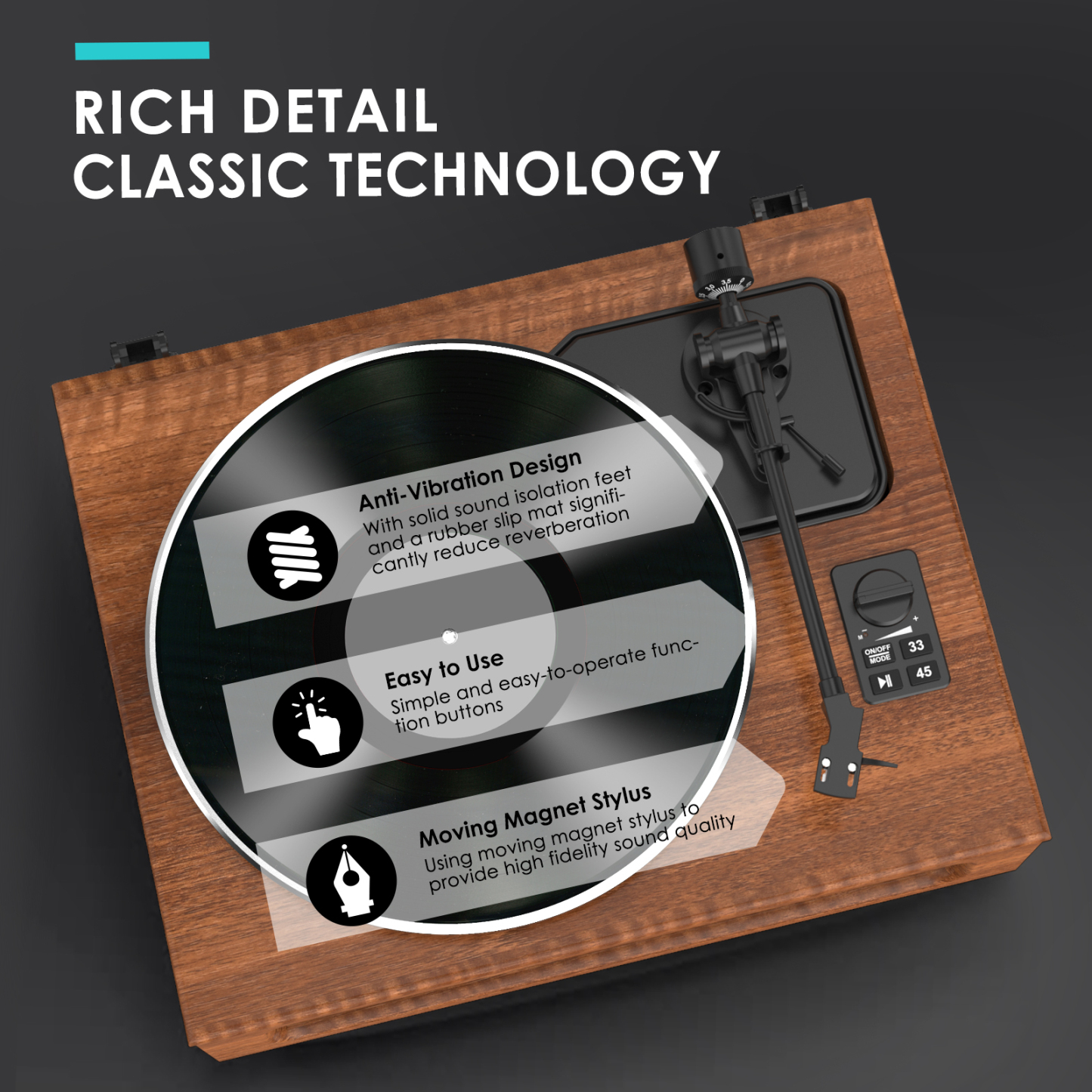 Upgraded All-in-One Record Player with High-Fidelity Sound